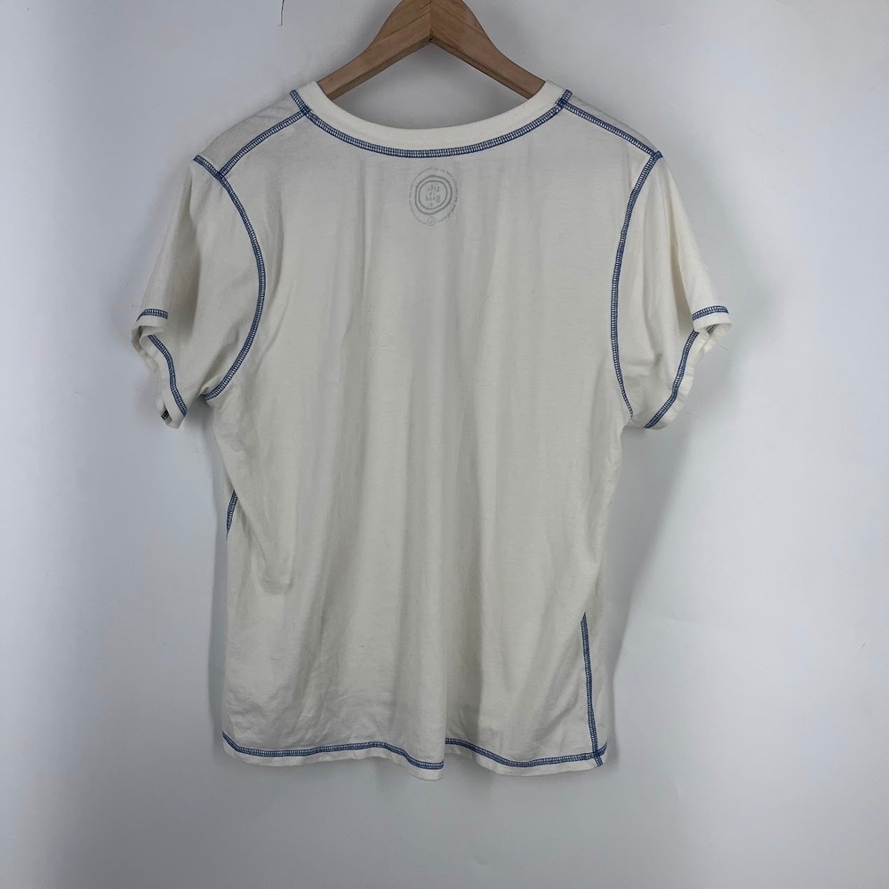 Life is Good Womens Cream V-Neck Moon Star Graphic T-Shirt Size L RN109109 - Picture 2 of 14